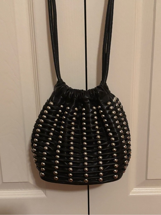 Zara Handbags - ZARA Black Studded Drawstring Bucket  Bag